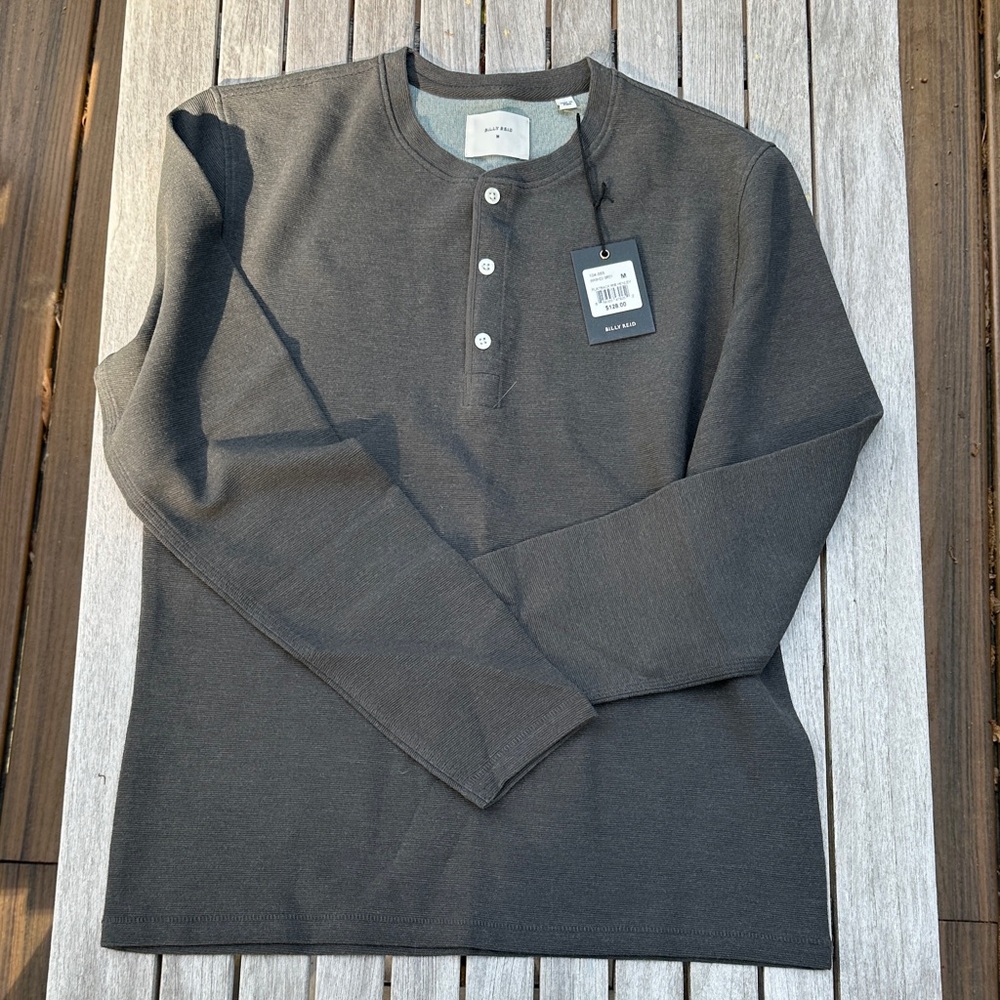 Billy Reid Charcoal Long-Sleeve Henley